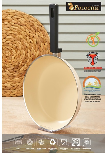 Polochef Seramik Tencere Seti 7 Parça Krem Bej