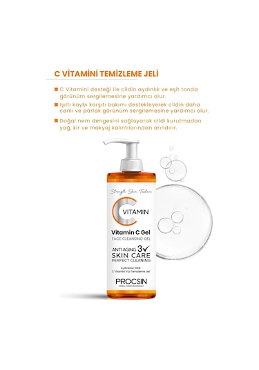 Procsin Aydınlatıcı Etkili C Vitamini Yüz Temizleme Jeli 150 ML
