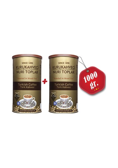 Nuri Toplar 2 Adet Yuvarlak Teneke Kutuda Türk Kahvesi 1KG Kuru Kahve