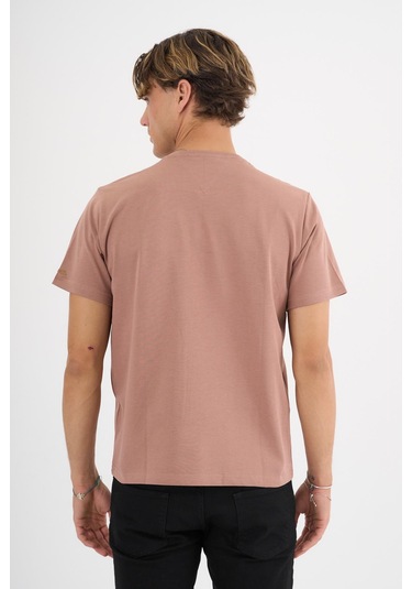 Erkek Kahverengi %100 Pamuklu Standart Kalıp T-shirt Siyah