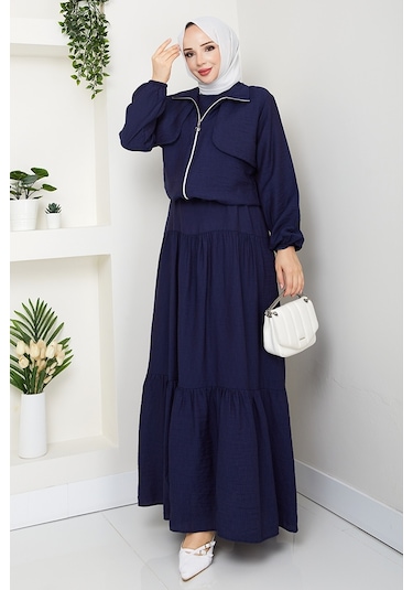 Milda Ceket Elbise İkili Takım 1579 - Lacivert Lacivert