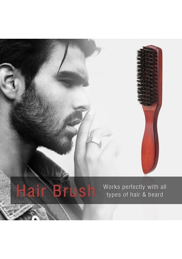 Samdoo Ergonomik Ahşap Kuru Saç Ve Sakal Fırçası - Doğal Yağ Dağıtımı, Masaj Ve Dışarıdaki Kullanıma Uygun