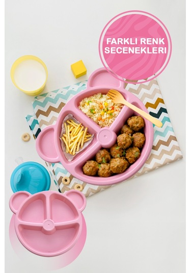 Mithra Life 3 Bölmeli Pembe Bebek Çocuk Yemek Mama Tabağı Mıt1114 Pembe