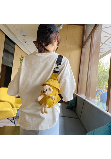 Ayı Kanvas Çapraz Askılı Çanta-beyaz Beyaz