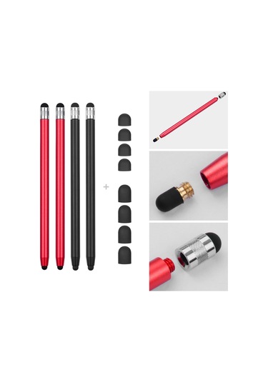 Singree 2si 1 Arada Evrensel Dokunmatik Stylus Kalem Tüm Tabletler Telefonlar 8 Yedek Yumuşak Uç 4 Adet 2siyah 2kırmızı