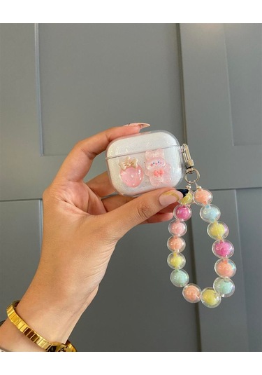 Apple Airpods Pro 2. Nesil Sevimli Karışık Figürlü Silikon Kılıf Şeffaf - 2