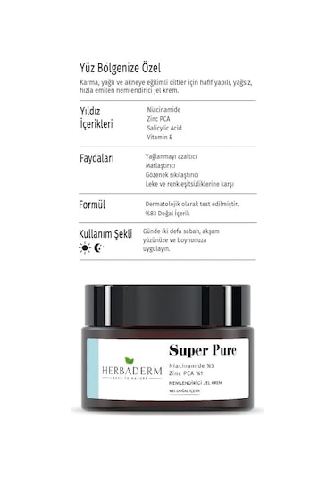 Herbaderm Super Pure Nemlendirici Jel Krem 50 ML