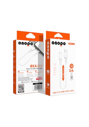 Type-c To Usb Mini Kablo 3.4a Hızlı Şarj Ve Data Kablosu 30cm- Q2