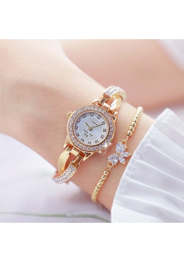 Sones Roma Desenli Elmas Kadın Kuvars Saat, Renk: Gül Altın