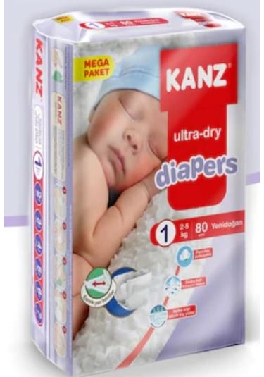 Kanz Yenidoğan Bebek Bezi 1 Numara Mega Paket 80 Adet