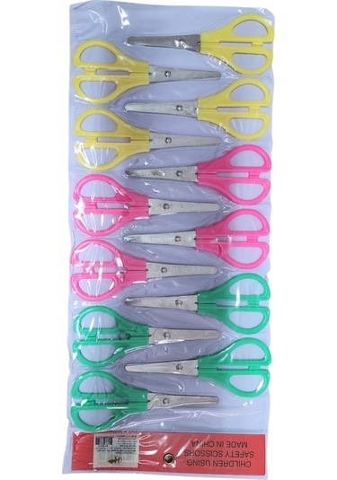 Cetvelli Çocuk Makası 12'li Set Renkli, Güvenli, Okul Ve Etkinlik İçin Uygun Karışık Renk Güvenli