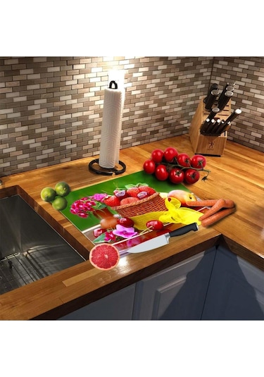 Cam - Kesme Tahtası 30Cm X 40Cm Meyve Sepeti