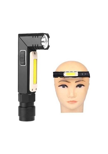 Wondernest Xpg+cob Kırmızı Beyaz Işık Usb Şarjlı Katlanır Güçlü El Feneri, Model: 3189b Küçük, Far Kemerli Siyah Siyah