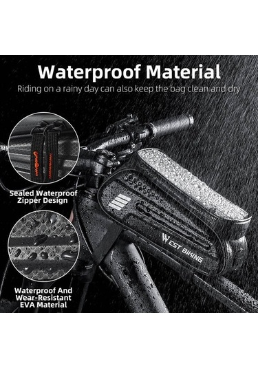 Didadodo Yp0707283 1.5l Karbon Fiber Bisiklet Su Geçirmez Ekran Ön Çerçeve Telefon Çantası Renkli Tasarım, Çok Renkli Çok Renkli