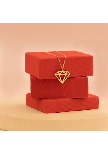 Dkmn Gümüş Elmas Şekilli Gümüş Kolye