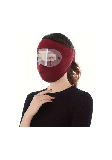 Motosiklet Bisiklet Ve Kayak İçin Uygun Maske Göz Ve Yüz Rüzgar Korumalı Termal Polar Maske Kırmızı Siyah