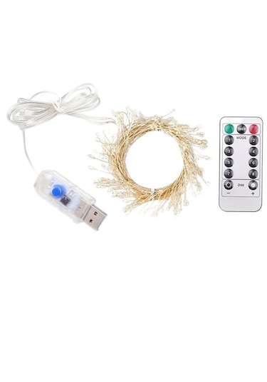 6 Metre 200 Led Gün Işığı Uzaktan Kumandalı, 8 Modlu Usb Peri Işığı