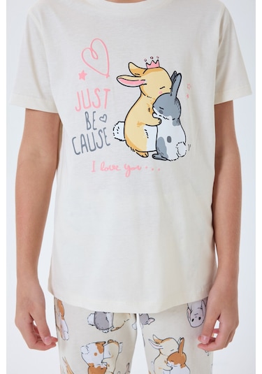 Rolypoly Kız Çocuk Krem Pijama Takım KREM