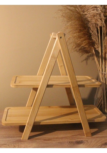 2 Katlı Bambu Çok Amaçlı Stant Sunum Organizer Diğer