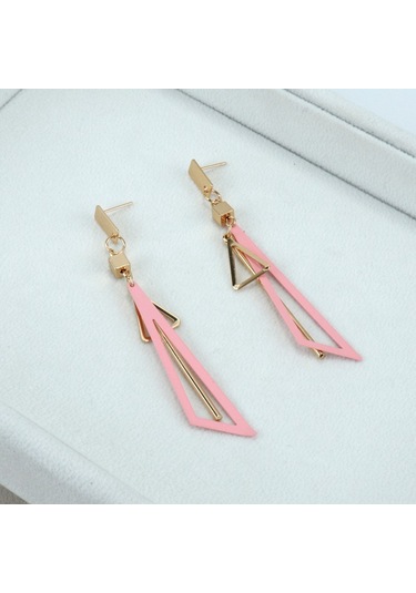 Geeksen "geometrik Yeşil Altın Renkli Küpe - Şık Ve Hafif Aksesuar" Gold