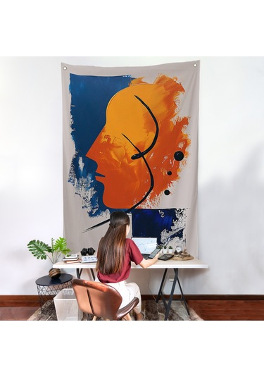 Yağlıboya Görünümlü Soyut İnsan Silüeti Duvar Örtüsü-7650