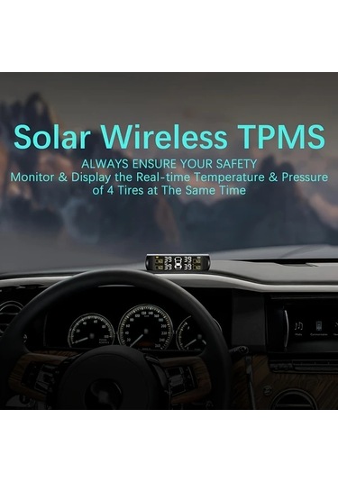 Boatshop1 Ty01 Kablosuz Lastik Basınç İzleme Sistemi Usb Şarjlı Güneş Enerjili Tpms 4 Sensörlü Gerçek Zamanlı Basınç Sıcaklık Suv Mpv Pickup Orv İçin