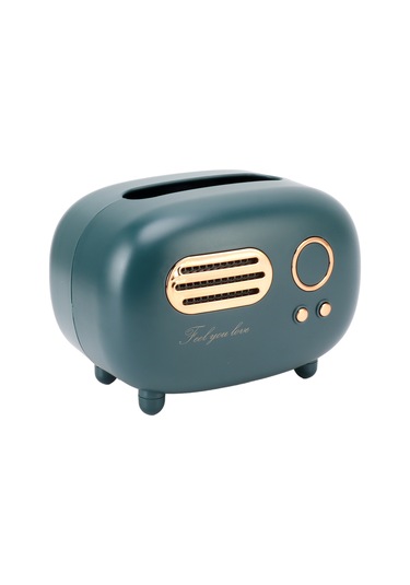 Geeroyoo Klasik Radyo Desenli Plastik Mendil Kutusu - Banyo, Oturma Odası, Yatak Odası Dekoratif Çok Amaçlı Organizer - Kırmızı