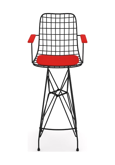 Knsz kafes tel bar sandalyesi 1 li zengin syhkrm kolçaklı 75 cm oturma yüksekliği ofis cafe bahçe mutfak