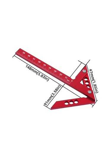 Mufunye Alüminyum Alyazı Doğruluk Ölçer - 45/90 Derece Açı, Merkez Ve Dik Çizgi Çizimi, Ahşap İşleme İçin 100mm Ölçüm Aralığı