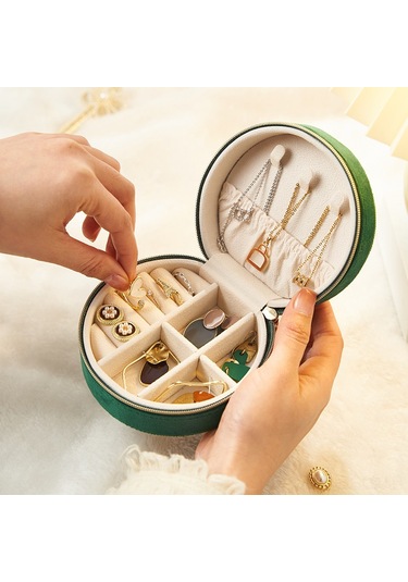 Springsun Küçük Boy Taşınabilir Kadife Kuyumluk Kutusu - Kolye, Yüzük, Küpe Ve Aksesuarları Anti-oksidasyonlu Saklama Kutusu Gri Gri