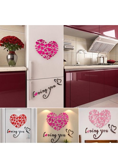Pembe Romantik Aşk 3d Kalp Seni Seviyorum Duvar Sticker Dekor Dıy Çıkartması Ev Ofis Hediye Pembe