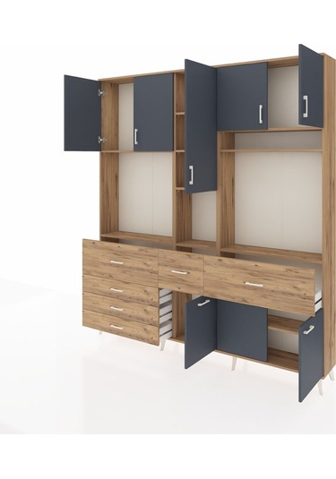 Arges Dolap 10 Raflı 6 Çekmeceli 8 Kapaklı 220x30x243 Çam-antrasit/çam Antrasıt/atlas Çam Arges Dolap 10 Raflı 6 Çekmeceli 8 Kapaklı 220x30x243 Çam-antrasit/çam Antrasıt/atlas Çam