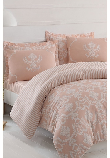 Enlora Home Kolay Ütülenir Nevresim Takımı Çift Kişilik Pure Pudra