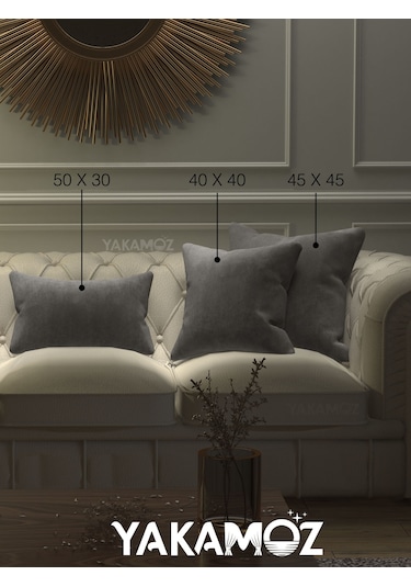 Br Yakamoz Açık Gri Kırlent , Yastık Kılıfı Kadife Görünümlü Velvet Touch Serisi Açık Gri