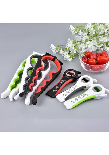 Fosenze İki Parça Beyaz-yesil Set: 4'ü 1 Arada Konserve Açıcı Ve 5'li Şişe Açıcı, Ergonomik Ve Tüm Büyüklüklerdeki Konservelere Uygun Yeşil