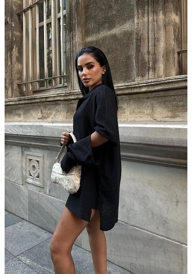 Alina Kol Cut Out Keten Gömlek 3252-08 Si Yah