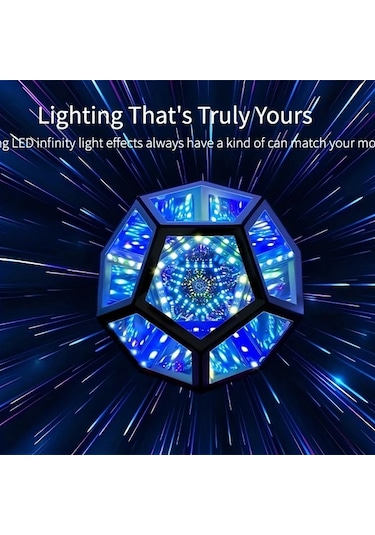 Techbloom Cool Infinity Dodecahedron Renkli Işık 7 Renk Ve 365 Işık Modu Oyun Odası Dekoru Yatak Lambası Oyuncular Ve Arkadaşlar İçin Hediye Sonsuz Küp Işık Ahşap