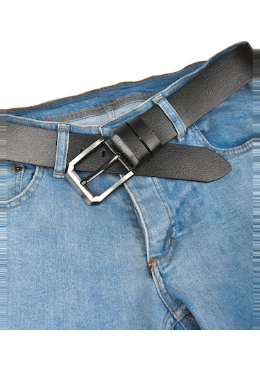 Deepsea Erkek Siyah %100 Hakiki Deri Spor Kot Kemeri 4,5 Cm Kot Ve Kanvas Pantolonlara Uygun Kemer 2502634 Siyah