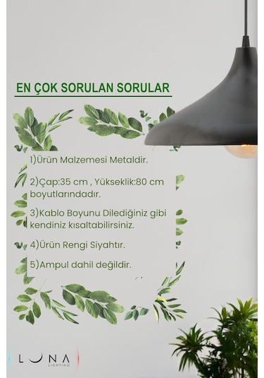 Apollo Siyah Renk Rustik Tekli Avize Sarkıt Salon Mutfak Oturma Odası Lamba Siyah