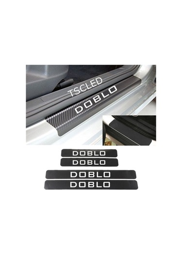 Fiat Doblo Karbon Kapı Eşiği Koruma Sticker Yapıştırma (4 Adet)