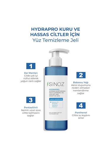Sinoz Hydrapro Kuru Ve Hassas Ciltler İçin Yüz Temizleme Jeli 200 ML