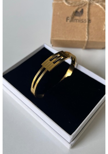 Altın Kaplama 316l Kalite Kaburga Kelepçe Bileklik Gold