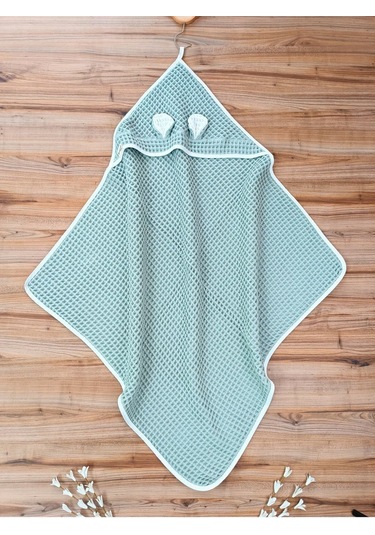 Ekru Pike Bebek Battaniyesi Doğal Organik Uyku Çift Taraflı Bebek Havlu Örtü Yenidoğan Mevsimlik Yeşil