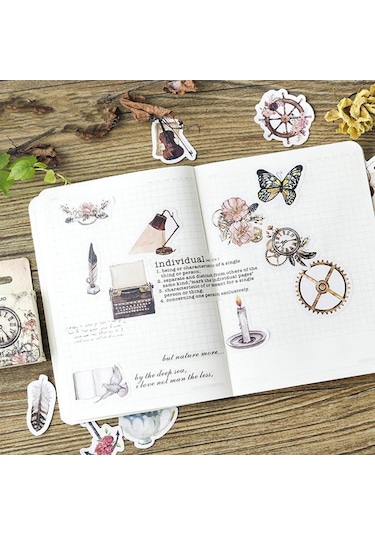 Jms 46 Adet Vintage Gotik Dekorasyon Kağıt Çıkartmalar Kawaii Etiket Engo Diğer