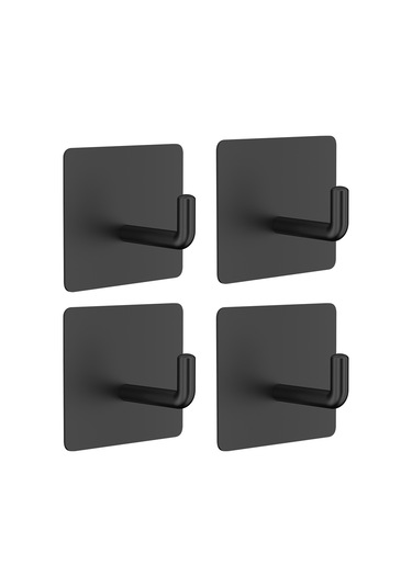 4 Adet Duvara Monte Kanca 304 Paslanmaz Çelik Asma Kancaları Mutfak Banyo Yatak Odası İçin Siyah