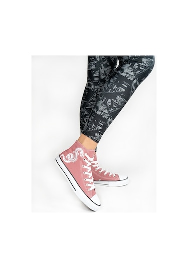 Kadın Bilekli Keten Spor Ayakkabı Gül Kurusu Gülkurusu