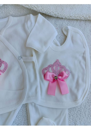 Yeni Doğan Kız Bebek Prenses Taçlı Hastane Çıkışı Seti