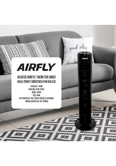 Alveus Airfly 74 Cm Kule Tipi Kumandalı Vantilatör