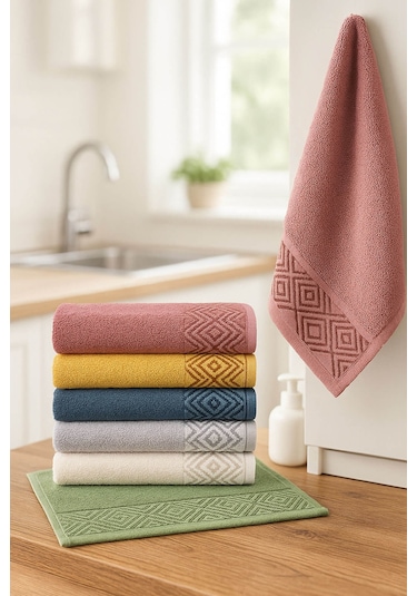 6'lı Mutfak Havlusu Seti 30x50 Cm %100 Pamuklu Kare Çok Renkli