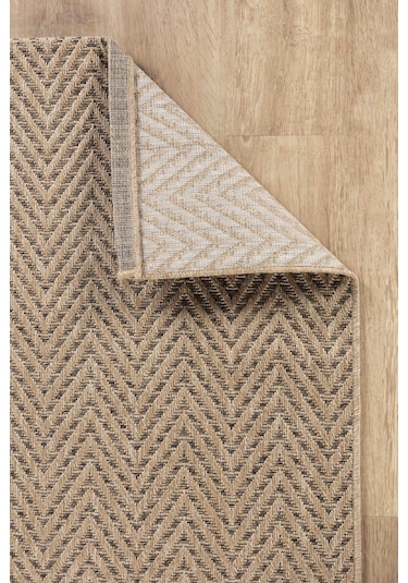 Sisaluna 4441 Bej Jüt Tabanlı Modern Dokuma Kilim Sisal Hasır Halı Bej